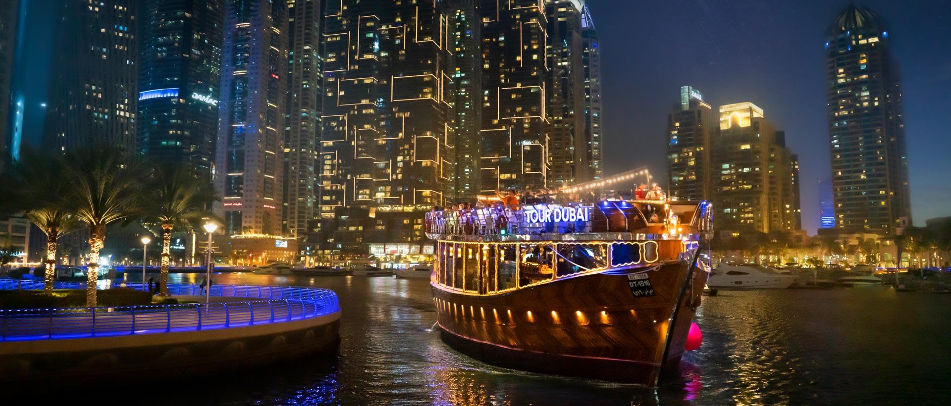 Burj Khalifa 148th floor visit, Dubai Mall shopping tour & Marina Dhow Cruise with Dinner with Private Roundtrip Transfer - cover photo